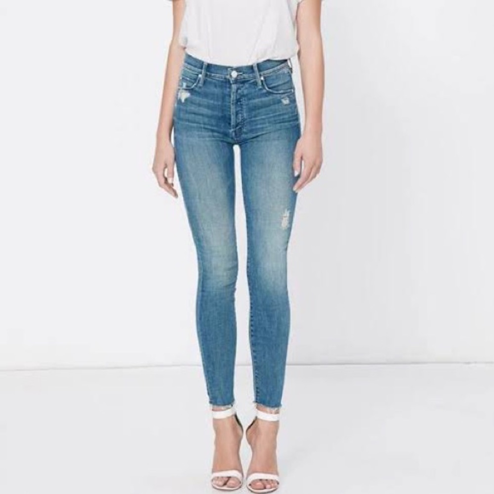 Mother The Stunner Ankle Fray Graffiti Girl High Rise Slim Skinny Jeans Size 30